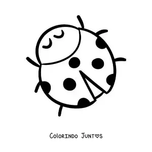 Desenho para colorir de uma joaninha animada grande fácil