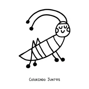 Desenho para colorir de um grilo animado fácil