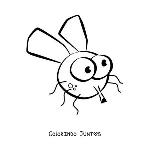 Desenho para colorir de uma mosca engraçada fácil