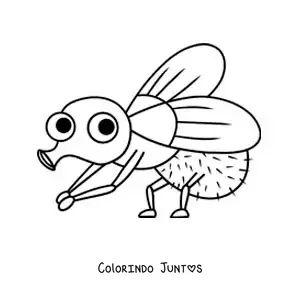 Desenho para colorir de uma mosca animada engraçada limpando as patas