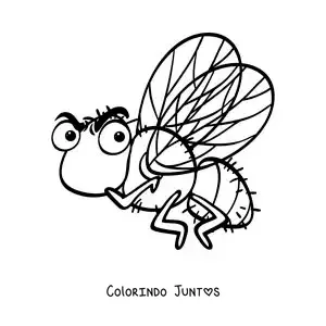 Desenho para colorir de uma mosca doméstica animada irritada