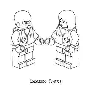 Desenho para colorir de dois medicos de lego
