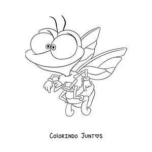 Desenho para colorir de uma mosca doméstica em desenho animado