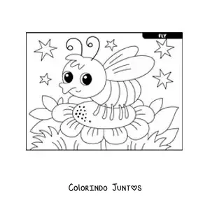Desenho para colorir de uma mosca doméstica animada em uma flor