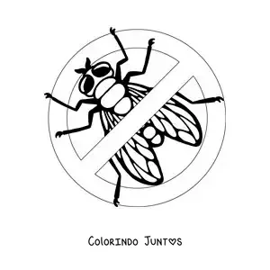 Desenho para colorir de placa de proibição de moscas