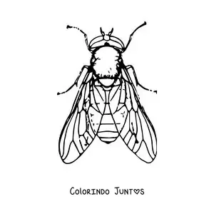 Desenho para colorir de uma mosca doméstica realista grande