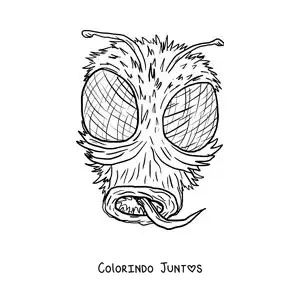 Desenho para colorir do rosto de uma mosca assustadora