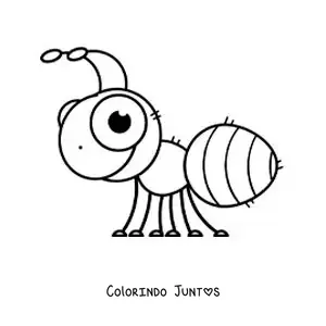 Desenho para colorir de uma formiga kawaii grande