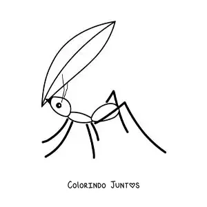Desenho para colorir de uma formiga carregando uma folha