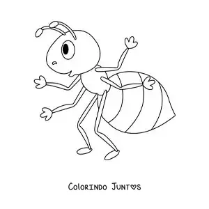 Desenho para colorir de uma formiga animada engraçada