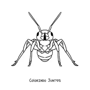 Desenho para colorir de uma formiga realista de frente