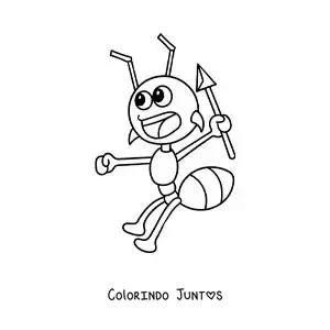 Desenho para colorir de uma formiga guerreira animada