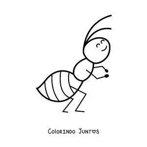 Desenho para colorir de uma formiga kawaii dançando