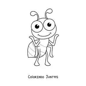 Desenho para colorir de uma formiga kawaii divertida