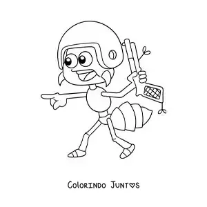 Desenho para colorir de uma formiga guerreira trabalhando