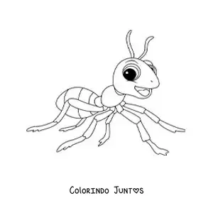 Desenho para colorir de uma formiga animada feliz