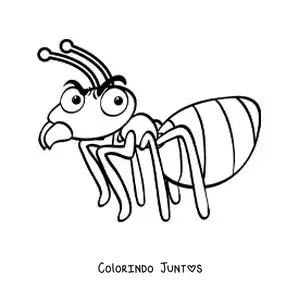 Desenho para colorir de uma formiga animada brava