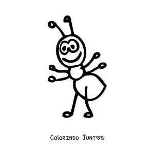 Desenho para colorir de uma formiga animada grande fácil