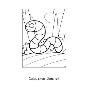 Desenho para colorir de minhoca engraçada animada