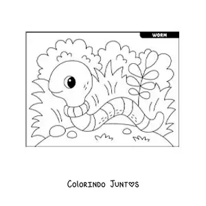 Desenho para colorir de linda minhoca de terra animada