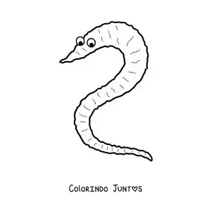 Desenho para colorir de verme engraçado animado