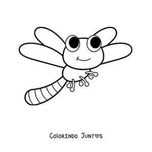 Desenho para colorir de libélula animada voando