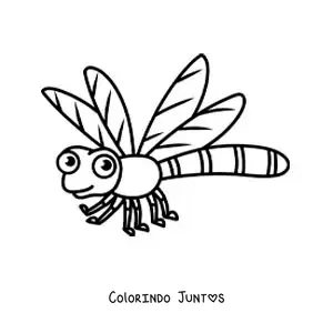 Desenho para colorir de desenho de uma libélula animada
