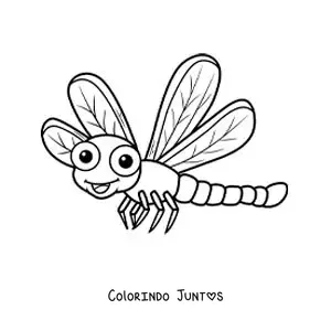 Desenho para colorir de desenho de uma libélula engraçada