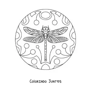 Desenho para colorir de mandala de libélula