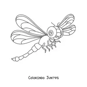 Desenho para colorir de libélula animada