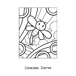 Desenho para colorir de libélula animada fácil