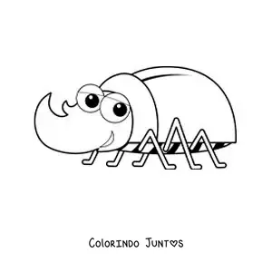 Desenho para colorir de besouro rinoceronte animado infantil