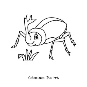 Desenho para colorir de besouro-rinoceronte animado