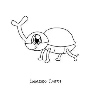 Desenho para colorir de besouro-rinoceronte kawaii animado