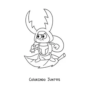 Desenho para colorir de um besouro-veado animado engraçado