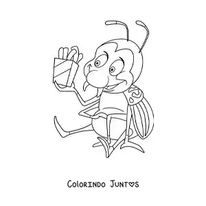 Desenho para colorir de um besouro-da-batata animado comendo batatas