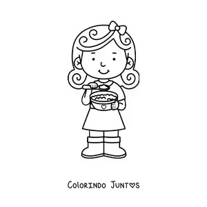 Desenho para colorir de Cachinhos Dourados comendo mingau