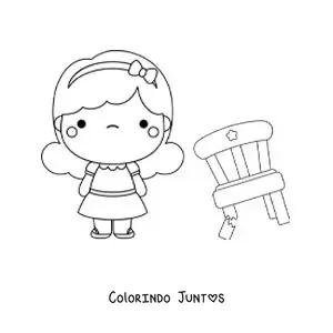 Desenho para colorir de Cachinhos Dourados e a cadeira quebrada