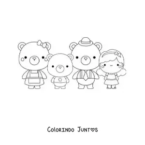 Desenho para colorir de Cachinhos Dourados e os três ursos