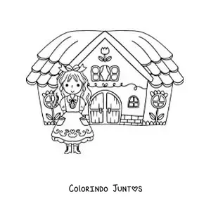 Desenho para colorir de Cachinhos Dourados na casa dos três ursos