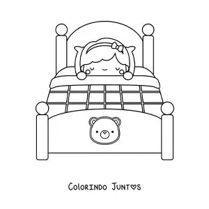 Desenho para colorir de Cachinhos Dourados dormindo na cama dos três ursinhos