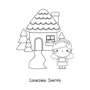Desenho para colorir de Cachinhos Dourados na casa dos três ursinhos