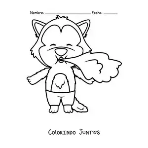 Desenho para colorir do lobo mau soprando para derrubar as casas dos porquinhos