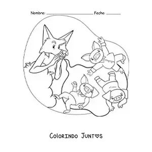 Desenho para colorir do lobo mau soprando os três porquinhos