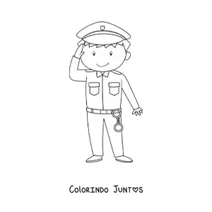 Desenho para colorir de um policial uniformizado animado