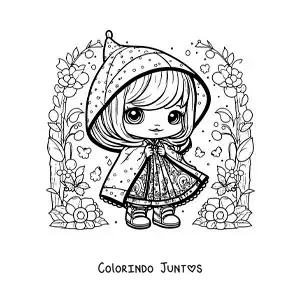 Desenho para colorir de Chapeuzinho Vermelho kawaii