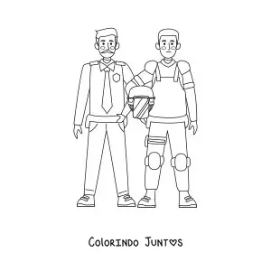 Desenho para colorir de dois policiais uniformizados