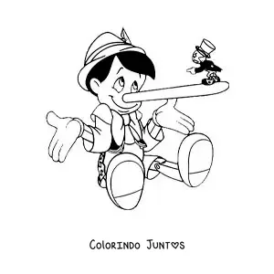 Desenho para colorir de Pinóquio e o Grilo Falante