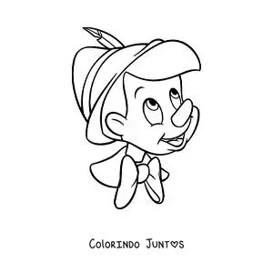Desenho para colorir do rosto de Pinóquio fácil