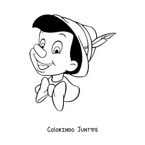 Desenho para colorir do rosto de Pinóquio animado